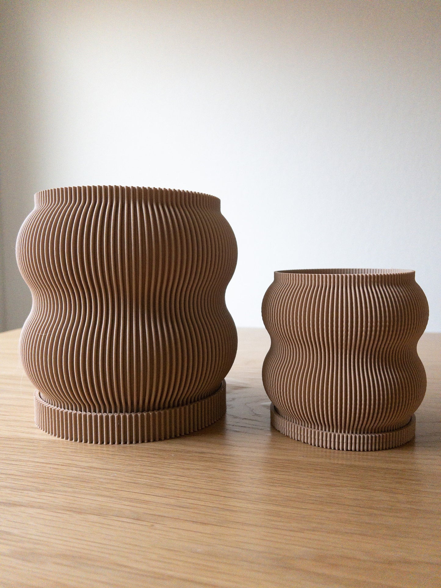 Beige Groovy Planter Pot